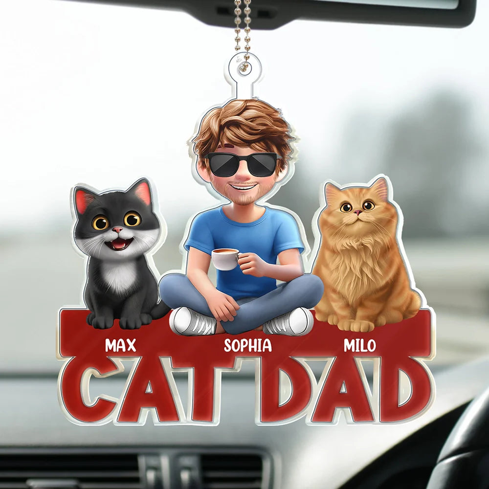 Cat Mom And Cat Dad - Personalized Acrylic Car Hanger