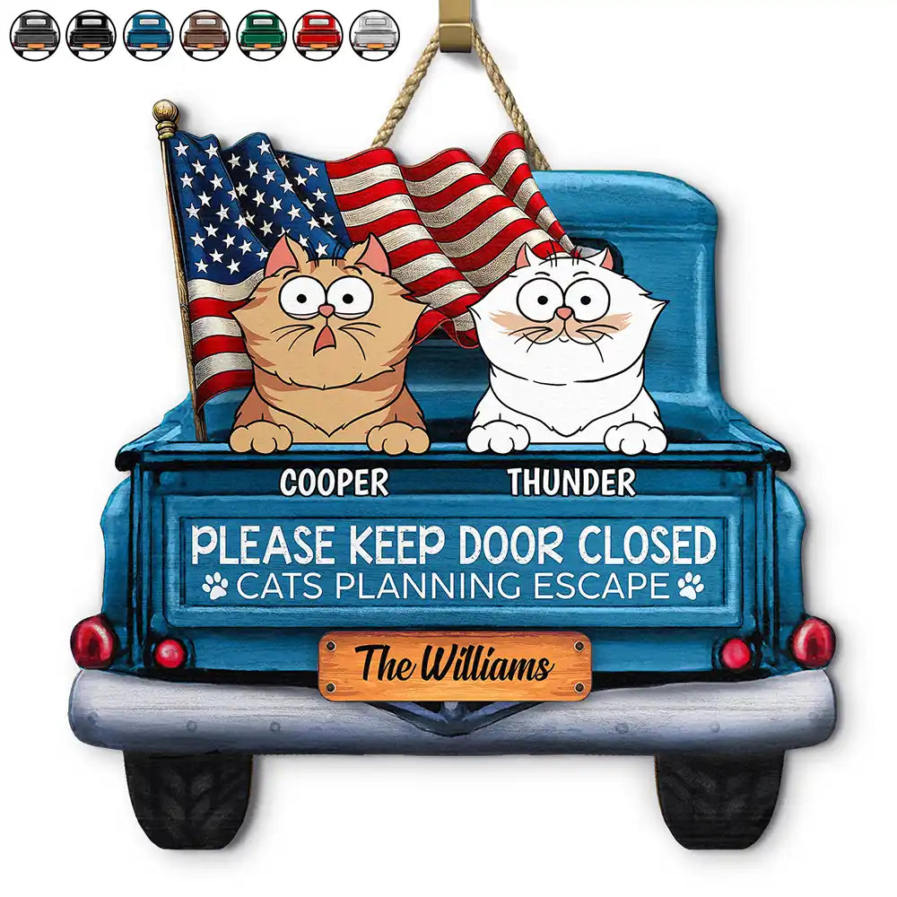 Cats Planning Escape Truck Funny - Personalized Custom Shaped Wood Sign