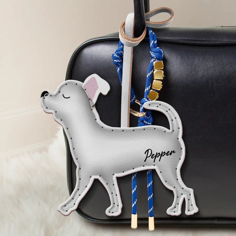 Dog Lovers,Pet Lovers,Dog Mom,Happy-Chihuahua Shaped, Dog Lovers Charm - Personalized Dog Leather Bag Charm, Keychain