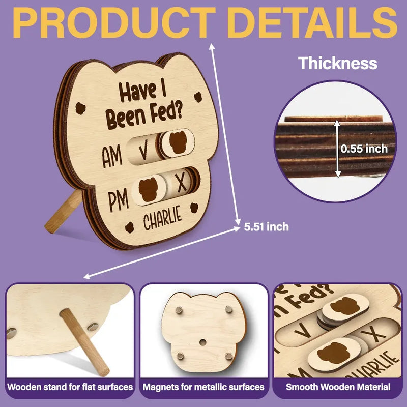 Pet Lovers,Pet Couple,Cat Lovers,Dog Lovers - Custom Cute Paw Bone Cat Head Shape With Name - Personalized Pet Feeding Tracker Magnet