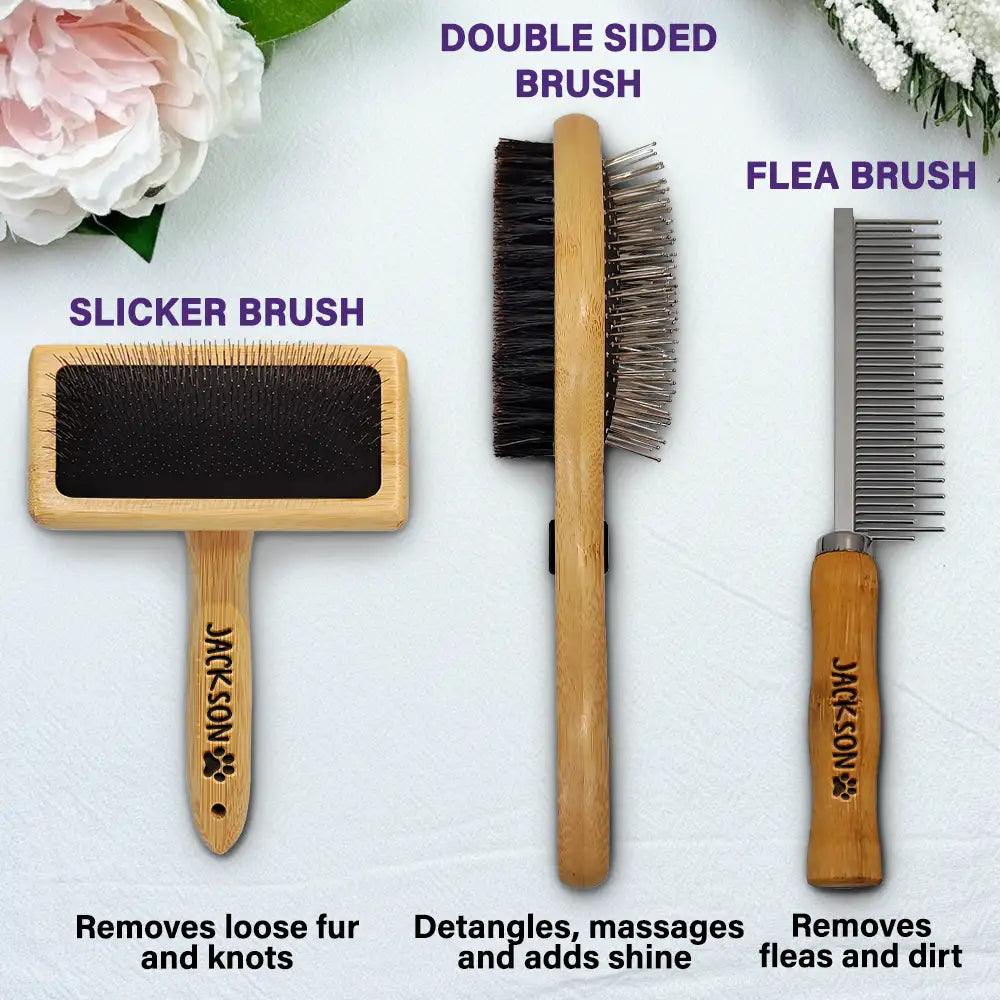 Pet Lovers,Cat Lovers,Dog Lovers,Non-Eng - Custom Laser Engraved Name And Icons - Personalized Pet Grooming Set
