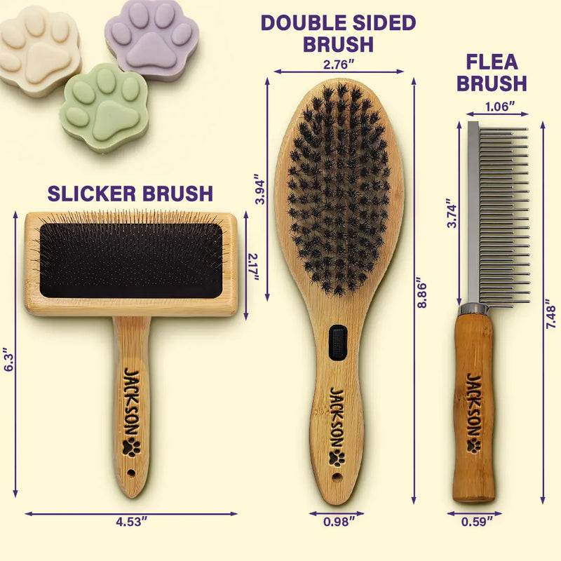 Pet Lovers,Cat Lovers,Dog Lovers,Non-Eng - Custom Laser Engraved Name And Icons - Personalized Pet Grooming Set