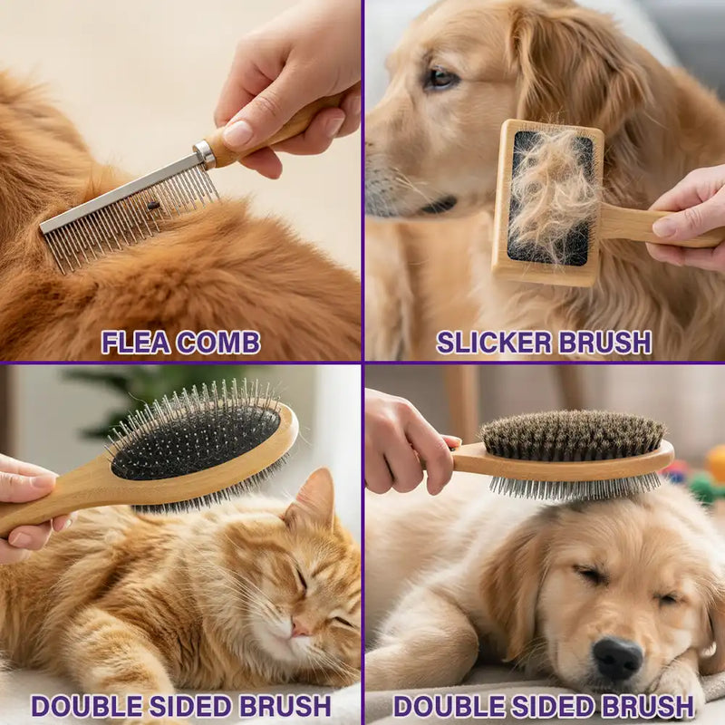Pet Lovers,Cat Lovers,Dog Lovers,Non-Eng - Custom Laser Engraved Name And Icons - Personalized Pet Grooming Set