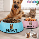 Pet Lovers,Happy,Cat Lovers,Dog Lovers-Custom Photo Adorable Dog Cat With Name - Personalized Removable Stainless Steel Pet Bowl