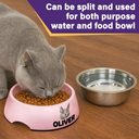 Pet Lovers,Happy,Cat Lovers,Dog Lovers-Custom Photo Adorable Dog Cat With Name - Personalized Removable Stainless Steel Pet Bowl