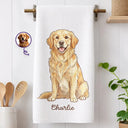 Custom Photo Colored Pencil Sketch Funny Cat Dog Pet - Personalized Kitchen Towel