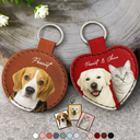 Pet Lovers, Dog Lovers, Cat Lovers - Custom Photo Dog Cat Pet Portrait - Personalized Custom Shaped Leather Keychain With Stitching