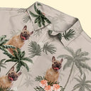 Custom Photo,Pet Lovers,Pet Mom,Pet Dad,Dog Lovers,Dog Mom,Dog Dad,Family,Happy,Summer,Beach - Custom Photo Family Pet Face Palm Tree Pattern - Personalized Hawaiian Shirt