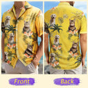Custom Photo,Pet Lovers,Pet Mom,Pet Dad,Dog Lovers,Dog Mom,Dog Dad,Family,Happy,Summer,Beach - Custom Photo Family Pet Face Palm Tree Pattern - Personalized Hawaiian Shirt