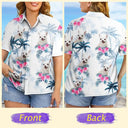 Custom Photo,Pet Lovers,Pet Mom,Pet Dad,Dog Lovers,Dog Mom,Dog Dad,Family,Happy,Summer,Beach - Custom Photo Family Pet Face Palm Tree Pattern - Personalized Hawaiian Shirt
