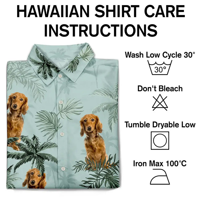 Custom Photo,Pet Lovers,Pet Mom,Pet Dad,Dog Lovers,Dog Mom,Dog Dad,Family,Happy,Summer,Beach - Custom Photo Family Pet Face Palm Tree Pattern - Personalized Hawaiian Shirt