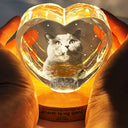 Pet Lovers,Cat Lovers,Dog Lovers,Sad,Memorial,Family - Custom Photo Forever Loved Memorial Dog Cat - Personalized Crystal Heart Shaped Lamp