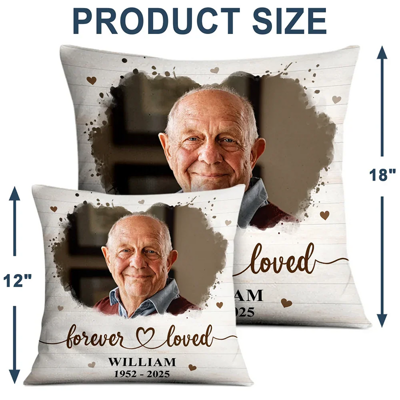 Pet Lovers, Cat Lovers, Dog Lovers, Sad, Memorial - Custom Photo Forever Loved Memorial Dog Cat Family - Personalized Pillow