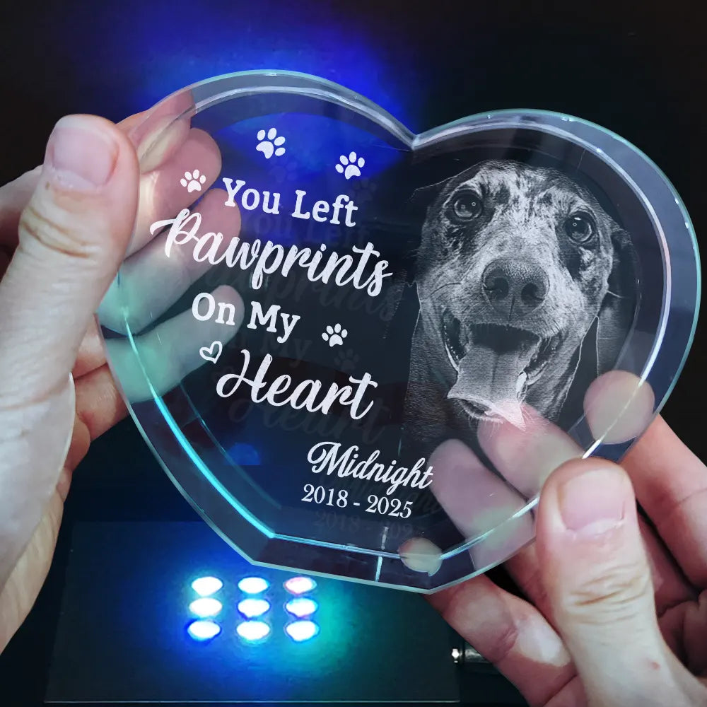 Memorial, Custom Photo, Pet Lovers, Sad - Custom Photo Memorial Once By My Side Forever In My Heart - Personalized Crystal Heart