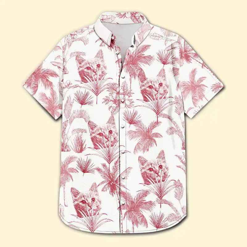 Custom Photo Pet Pencil Drawing Toile De Jouy Pattern - Personalized Hawaiian Shirt