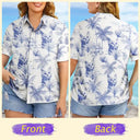 Custom Photo Pet Pencil Drawing Toile De Jouy Pattern - Personalized Hawaiian Shirt