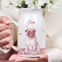 Custom Photo Pencil Sketch Art Dog Cat Pet Portrait - Personalized Ceramic Flower Vase