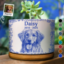 Custom Photo Pencil Sketch Memorial Dog Cat - Personalized Ceramic Plant Pot