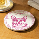 Custom Photo Pencil Sketch Dog Cat Pet Portrait - Personalized Ceramic Coaster