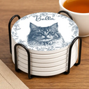 Custom Photo Pencil Sketch Dog Cat Pet Portrait - Personalized Ceramic Coaster