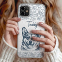 Custom Photo Pencil Sketch Dog Cat Pet Portrait - Personalized Clear Phone Case