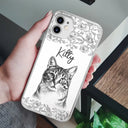 Custom Photo Pencil Sketch Dog Cat Pet Portrait - Personalized Clear Phone Case