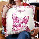 Custom Photo Pencil Sketch Dog Cat Pet Portrait - Personalized Pillow