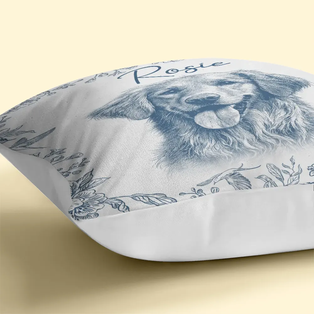 Custom Photo Pencil Sketch Dog Cat Pet Portrait - Personalized Pillow