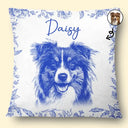 Custom Photo Pencil Sketch Dog Cat Pet Portrait - Personalized Pillow