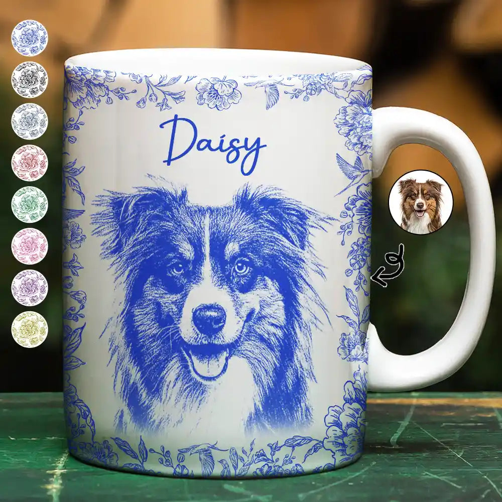 Custom Photo Pencil Sketch Pet Portrait - Personalized White Edge-to-Edge Mug