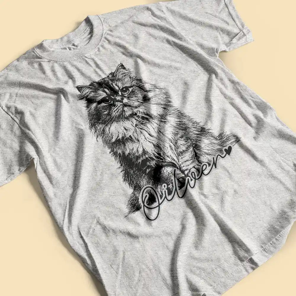 Custom Photo Pencil Sketch Dog Cat Portrait - Personalized T Shirt
