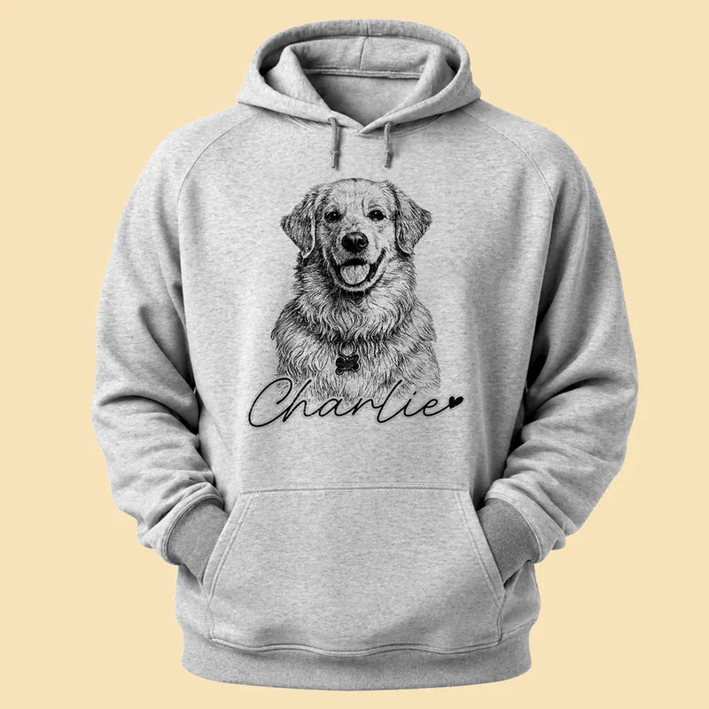Custom Photo Pencil Sketch Dog Cat Portrait - Personalized T Shirt