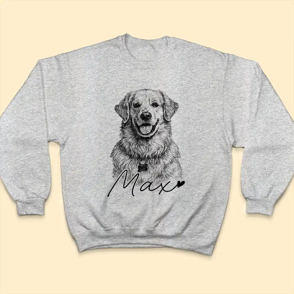 Custom Photo Pencil Sketch Dog Cat Portrait - Personalized T Shirt