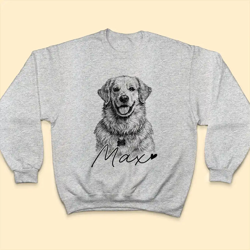 Custom Photo Pencil Sketch Dog Cat Portrait - Personalized T Shirt