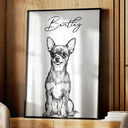 Custom Photo Pencil Sketch Dog Cat Portrait - Personalized Poster