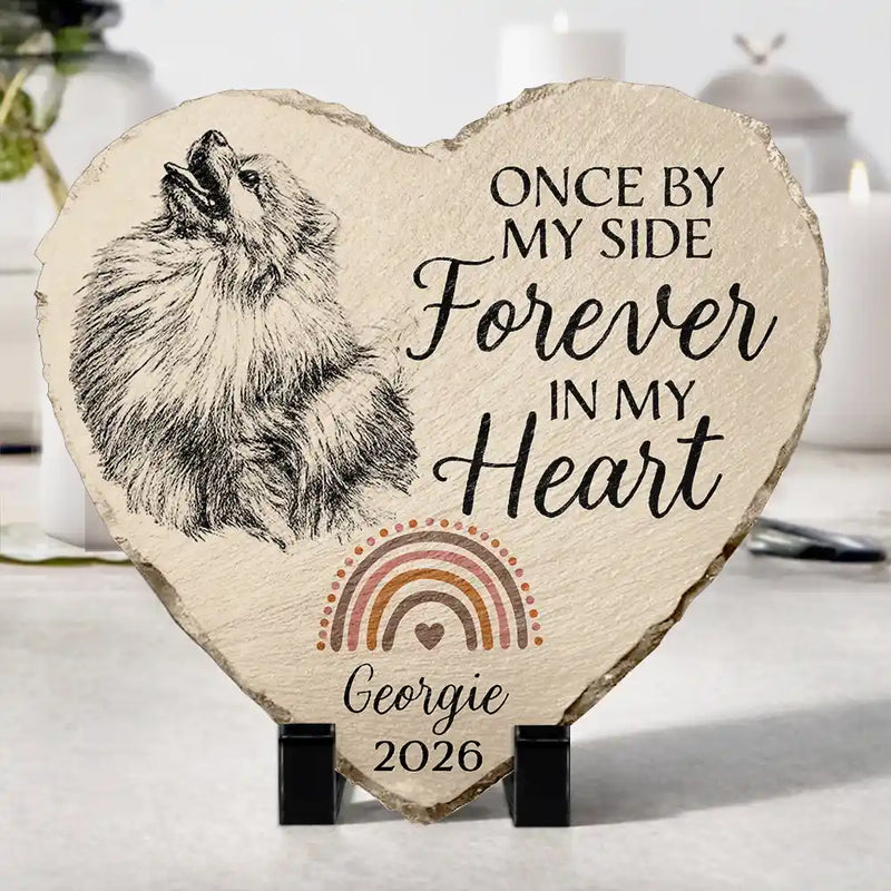 Custom Photo Pencil Sketch I Crossed The Rainbow Bridge Knowing I Was Loved Pet Memorial - Personalized Heart Memorial Garden Stone