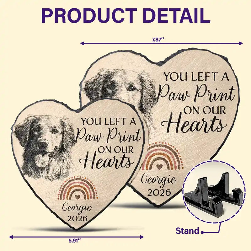 Custom Photo Pencil Sketch I Crossed The Rainbow Bridge Knowing I Was Loved Pet Memorial - Personalized Heart Memorial Garden Stone