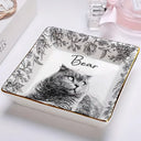 Custom Photo Pet Pencil Sketch Style - Personalized Ring Dish