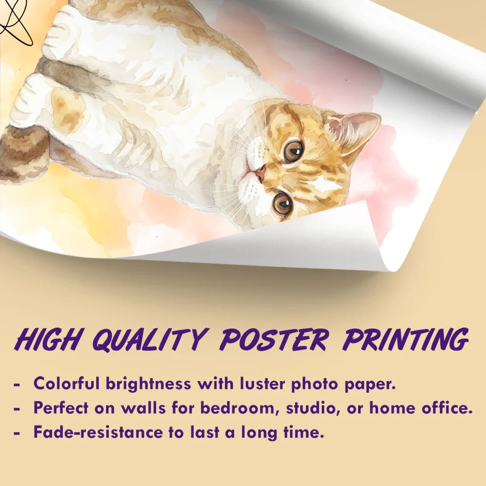 Custom Photo Watercolor Art Portrait Cat Dog Pet - Personalized Poster