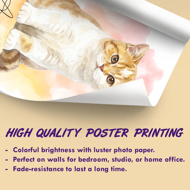 Custom Photo Watercolor Art Portrait Cat Dog Pet - Personalized Poster