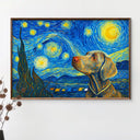 Happy,Dog Lovers,Pet Lovers,Cat Lovers - Custom Photo Starry Night Dog Cat Pet - Personalized Poster