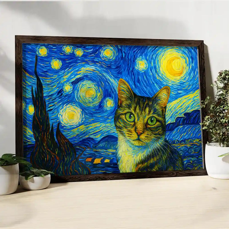 Custom Photo Pet Starry Night - Personalized Poster