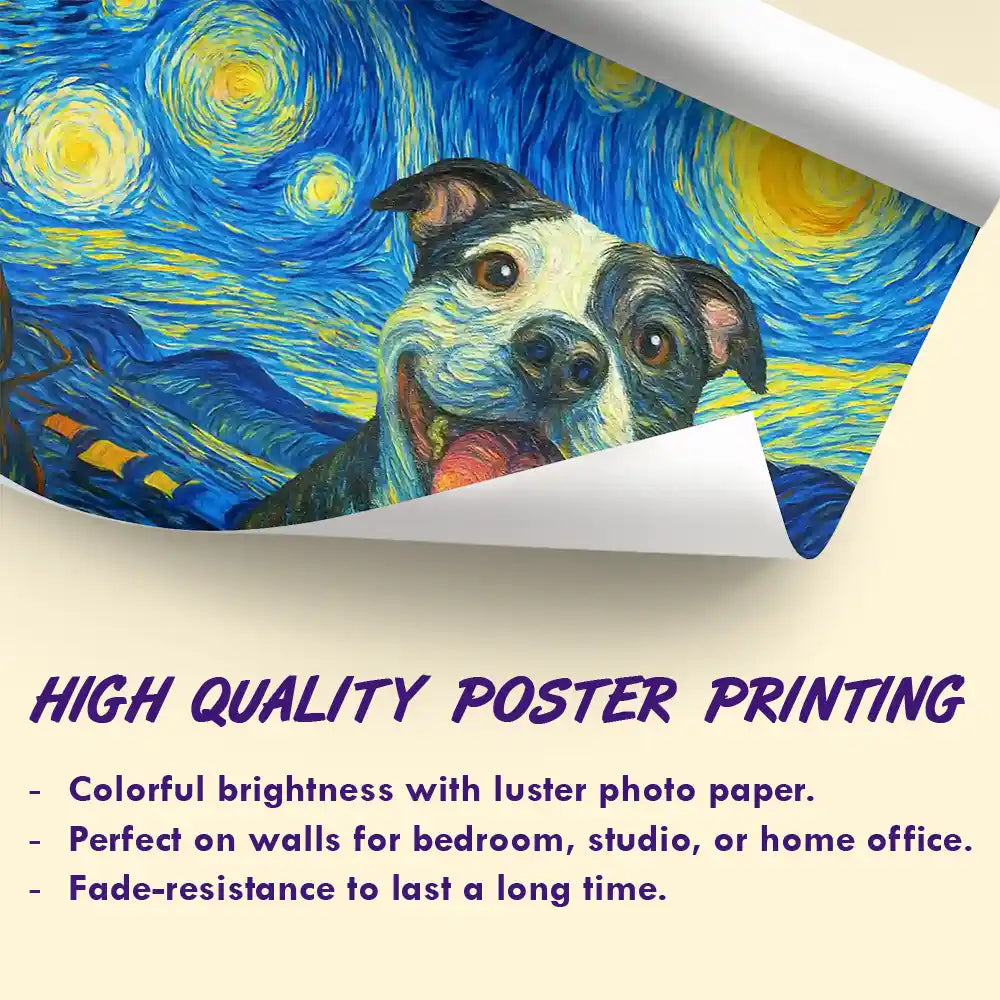 Custom Photo Pet Starry Night - Personalized Poster