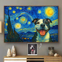Happy,Dog Lovers,Pet Lovers,Cat Lovers - Custom Photo Starry Night Dog Cat Pet - Personalized Poster