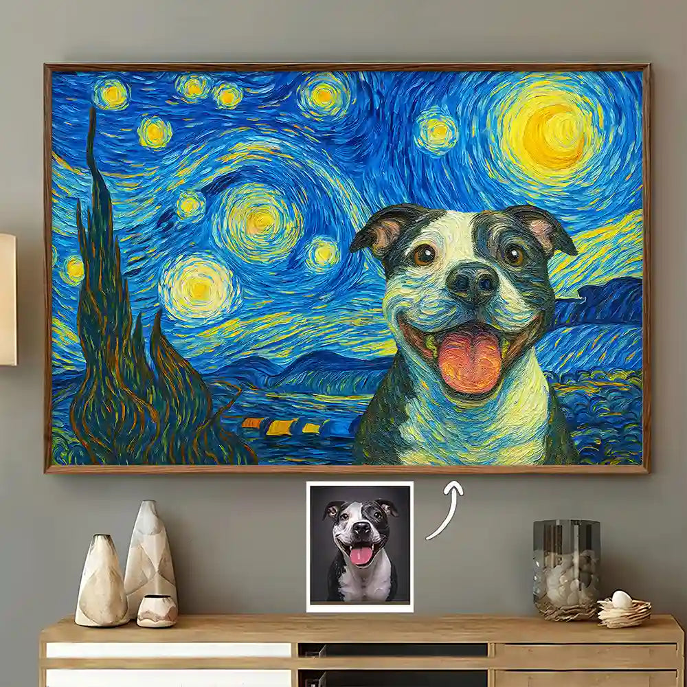 Custom Photo Pet Starry Night - Personalized Poster