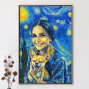 Pet Lovers,Happy,Dog Lovers,Dog Mom,Cat Lovers,Cat Mom,Dog Dad,Cat Dad - Custom Photo Starry Night Dog Mom Cat Mom - Personalized Poster