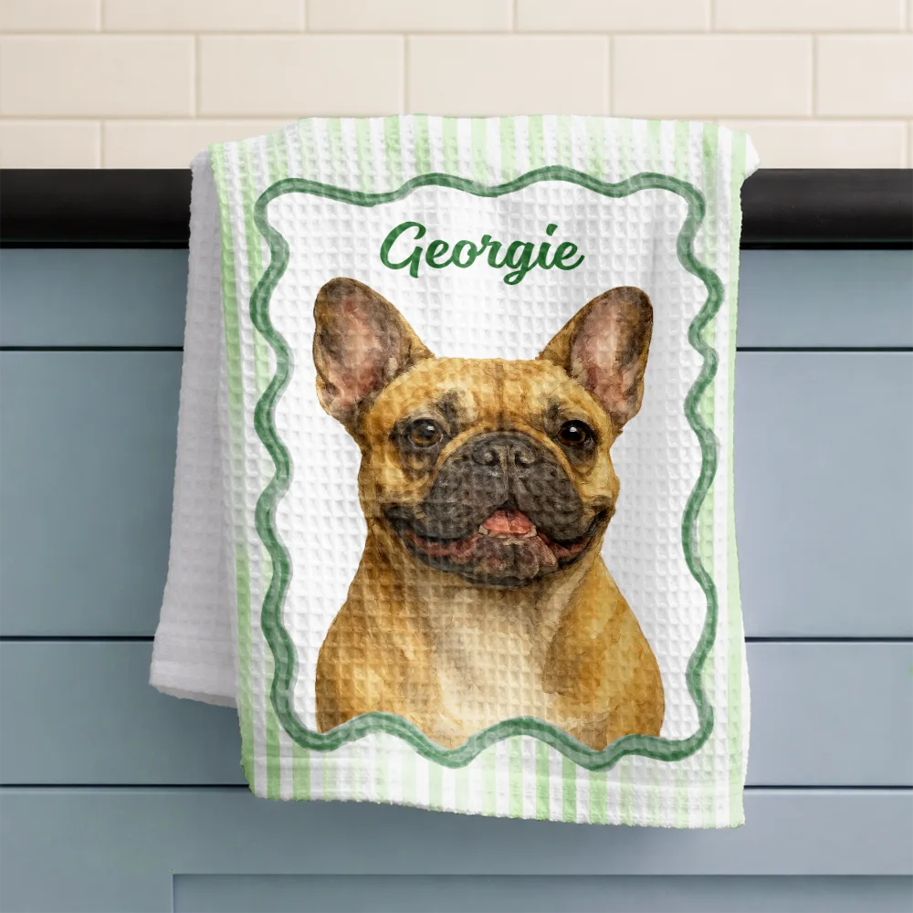 Custom Photo Watercolor Dog Cat Pet Portrait - Personalized Kitchen Towel