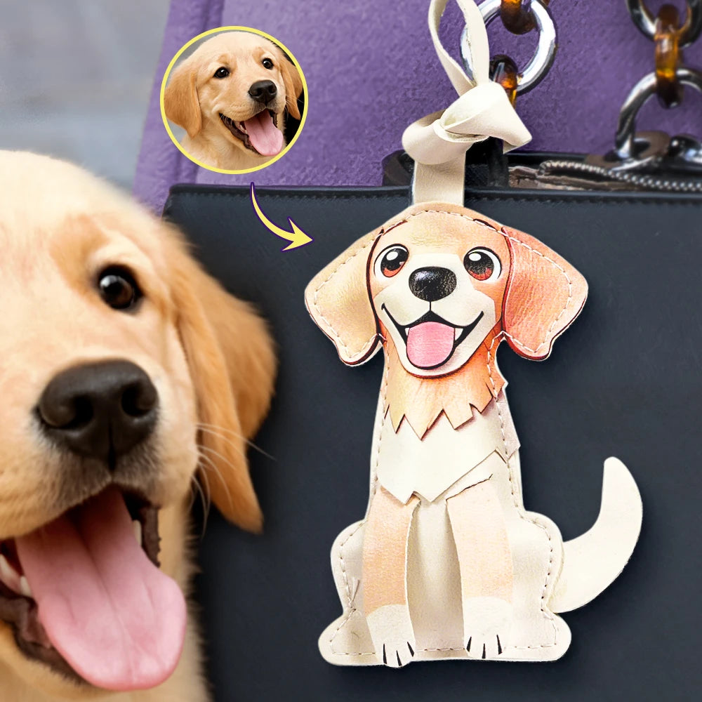 Custom Photo Your Beloved Pet - Personalized Leather Bag Charm, Keychain