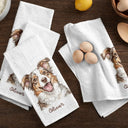 Custom Photo Colored Pencil Sketch Funny Cat Dog Pet - Personalized Kitchen Towel