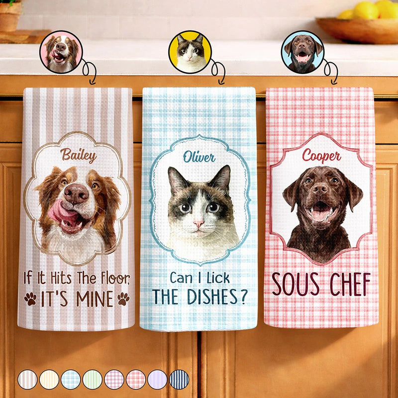 Custom Photo Realistic Watercolor Art If It Hits The Floor It's Mine - Personalized Kitchen Towel